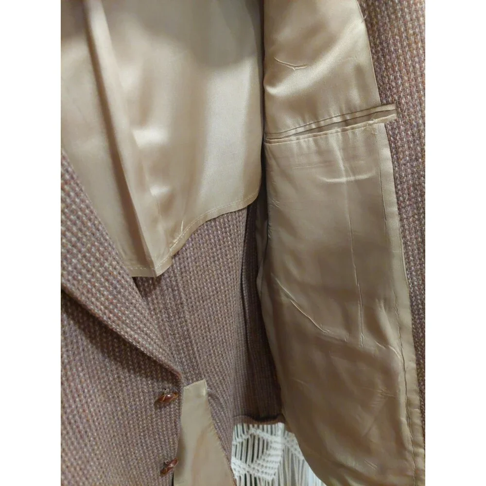 Vintage Adams Row Tweed Blazer Men’s 44R Brown Sport Jacket Virgin Wool See Pics